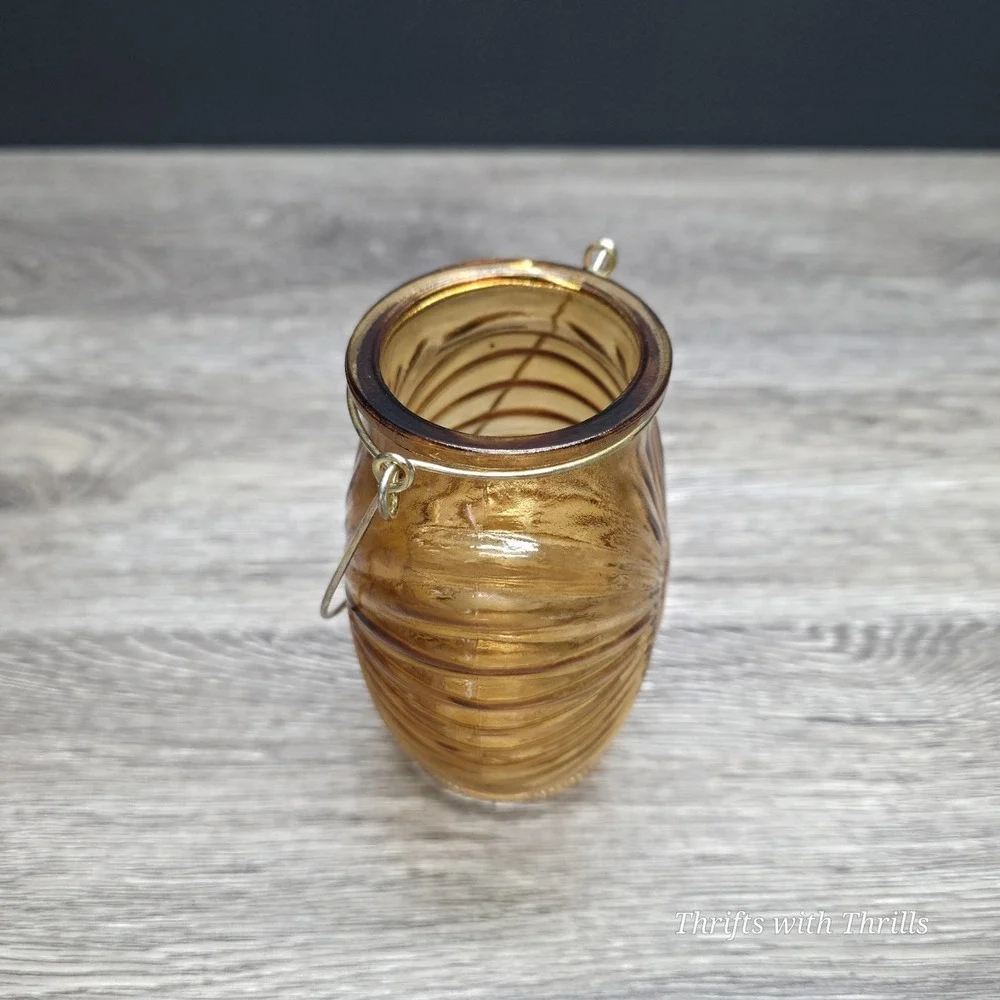 Amber Lantern Style Small Vase‎ - Great For Any Occasion - 4.5